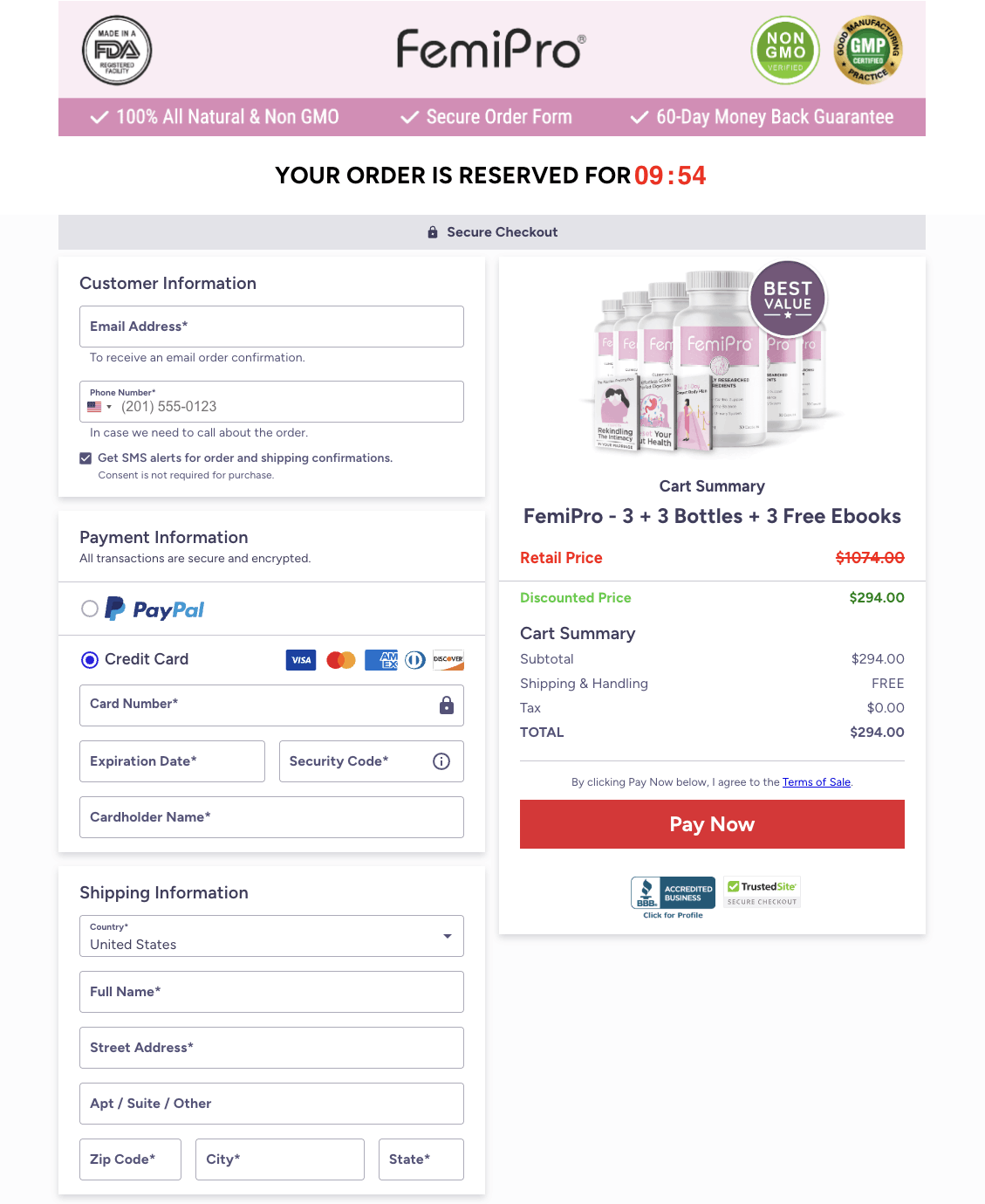 FemiPro-checkout-page